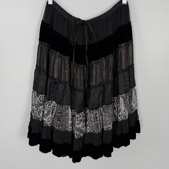 Y2k BCBG black layered patchwork midi skirt - Picture 3 of 4